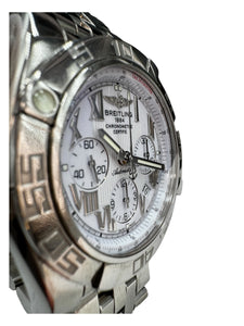 Breitling Chronomat 44 Sterling-Silver AB0110 White Dial Men’s Watch