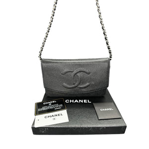 Chanel Vintage Black Caviar Timeless Wallet On Chain WOC