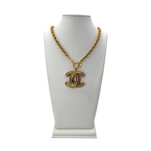 Chanel Vintage Quilted CC Pendant Necklace