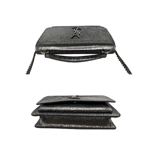 Saint Laurent Black Croc Sunset Chain Wallet Bag Saint Laurent