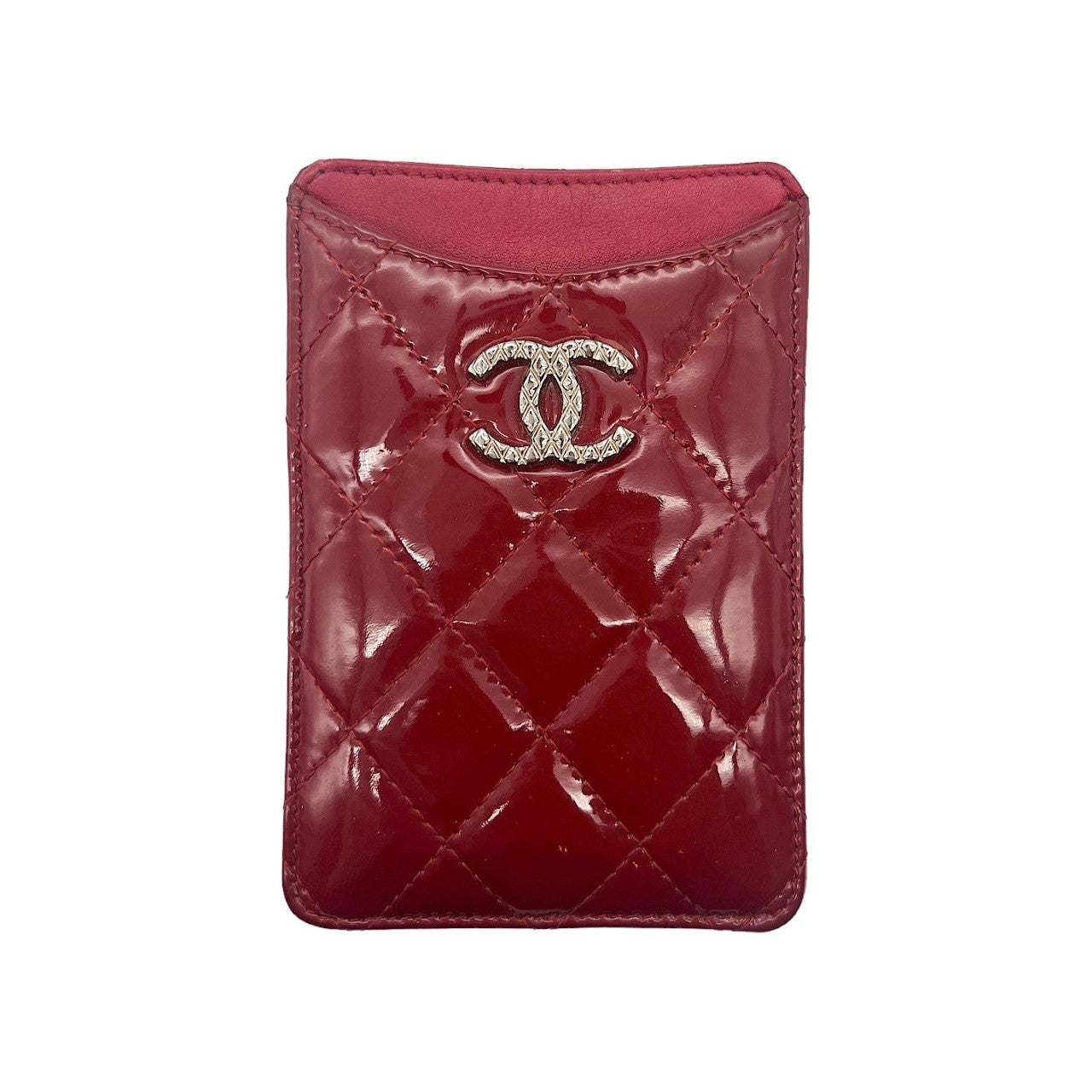 Chanel Matelasse Varnished Leather Zippy Wallet Light Red