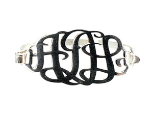 Sterling Silver 'HDL' Monogram Hinged Bangle Bracelet