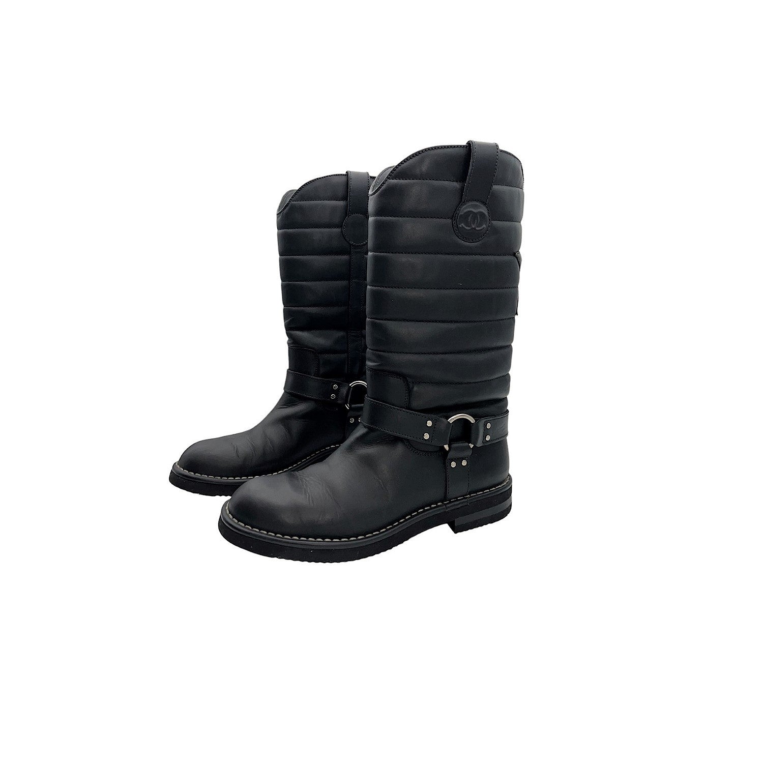Leather biker boots Louis Vuitton Black size 37 EU in Leather