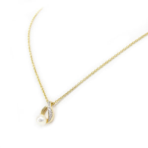 Milros Italy 14k Yellow Gold, Diamond & Freshwater Pearl Necklace