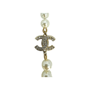Chanel CC Faux Pearl Long Bead Strand Necklace
