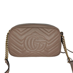 Gucci GG Marmont Mini Shoulder Bag Dusty Pink Chevron Leather