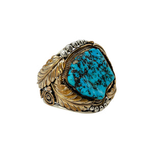 Native American 2-Tone & Kingman Turquoise Cuff Bracelet