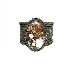 Sammie K. Begay Sterling Silver & Wild Horse Magnesite Overlay Cuff Bracelet