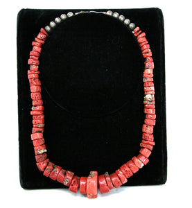 Red Coral Bead Necklace Santo Domingo Native American Necklace