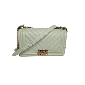 Chanel Mint Green Quilted Patent Leather Medium Boy Flap Bag Chanel