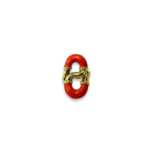 18K Yellow Gold & Coral Ring - Sz. 4.5