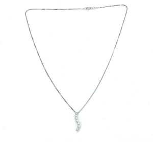 14K White Gold & Diamond Curved Pendant Necklace