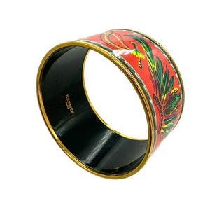 Hermès Brazil Enamel Printed Multi Colored Wide Bangle Bracelet