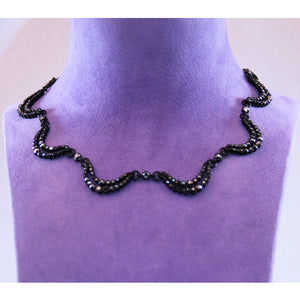 Mona Saab Vintage Black Stone Two Row Necklace