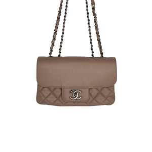 Chanel Beige Grained Calfskin All About Flap Bag 