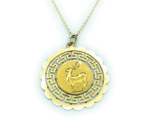 18K Yellow Gold Deer Charm Pendant Necklace