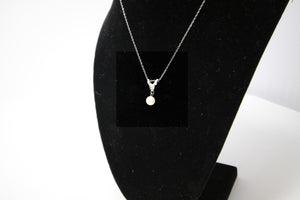 Pearl And Diamond Pendant Necklace w 14k White Gold Chain