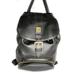 MCM Vintage Black Genuine Calfskin Leather Unisex Backpack