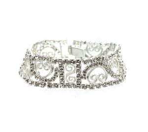Vintage Diamond Look Silvertone & Crystal Bracelet