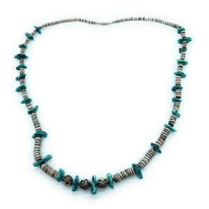 Vintage Navajo 1970's Turquoise Nugget & Shell Heishi Bead Necklace