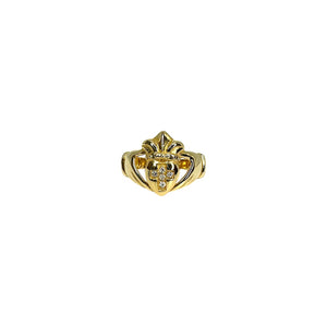 14K Yellow Gold Diamond Claddagh Ring - Sz. 8