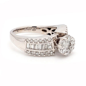 14K White Gold 1.50ctw Multi-Shaped Diamond Engagement Ring - Sz. 3.75