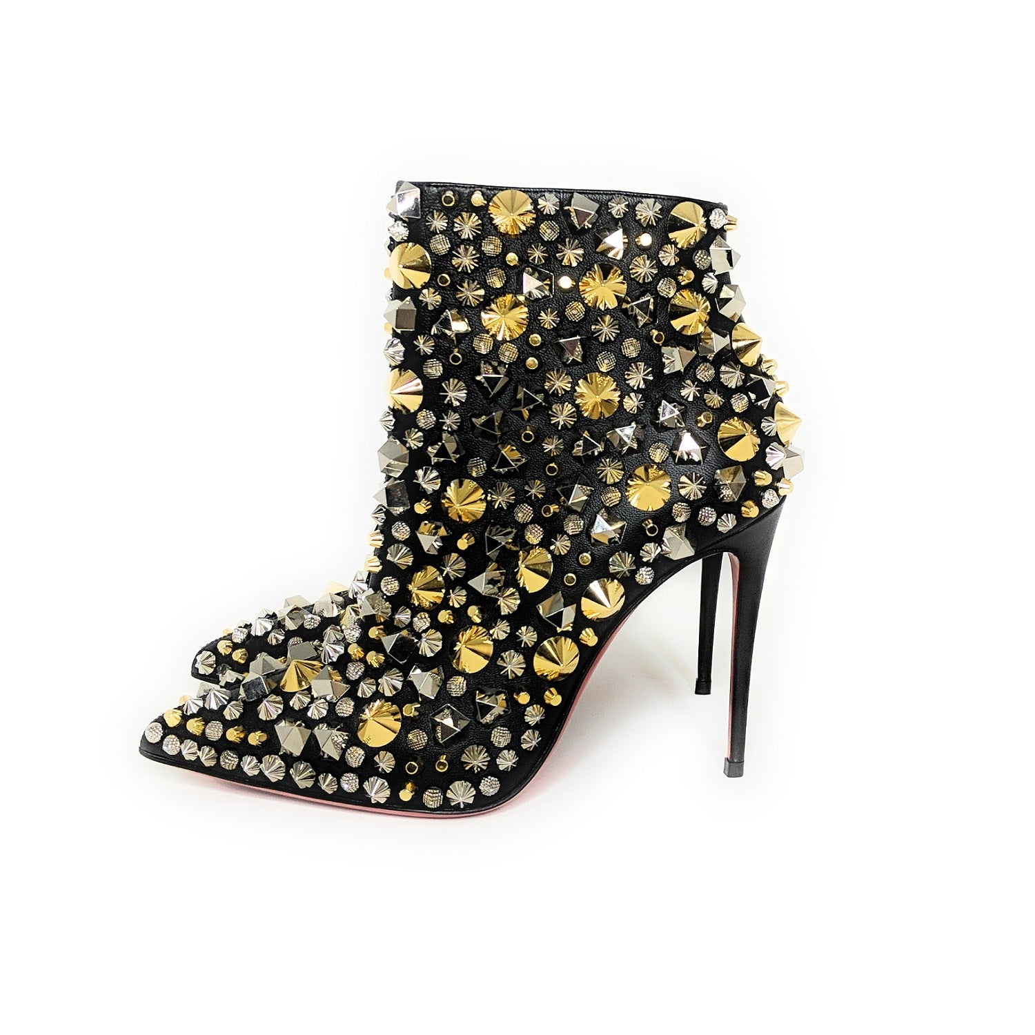 Christian Louboutin Black Stud Embellished So Full Kate Ankle Boots Sz 35.5 TheRelux