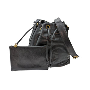 Chanel Vintage Chanel Brown Lambskin Leather Drawstring Bucket Bag +