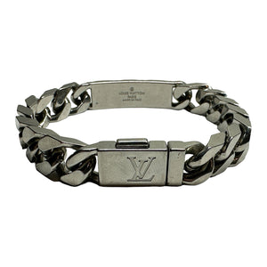 Louis Vuitton Monogram Palladium Finish Cuban Link Bracelet