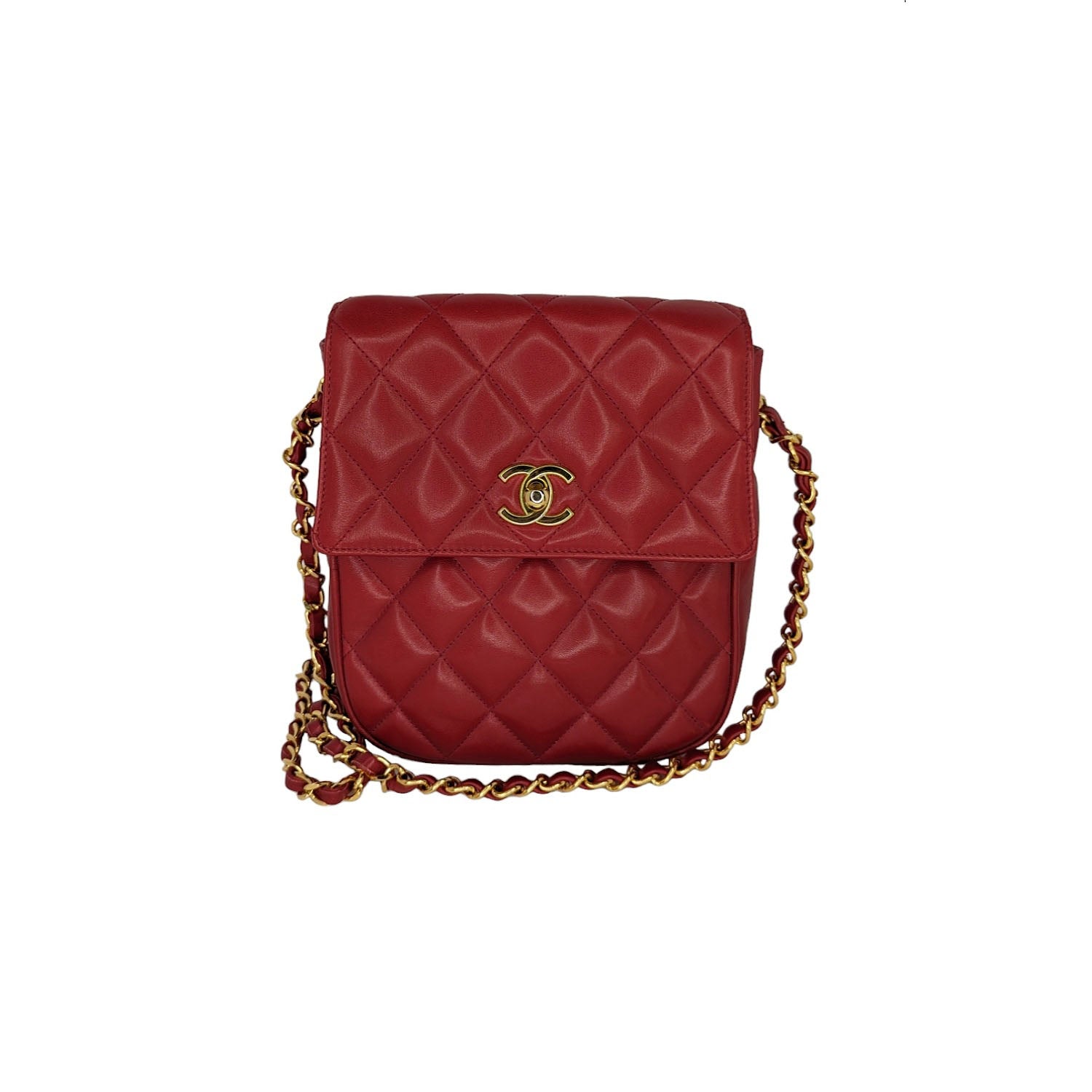 Chanel Pre-owned 1989-1991 Mini Diamond-Quilted Crossbody Bag - Red