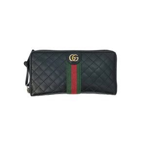 Gucci Web Trapuntata GG Zip Around Wallet