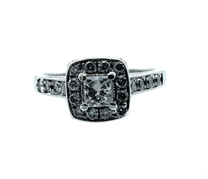 14K White Gold & 0.50ctw Diamond Halo Engagement Ring - Sz. 8.5