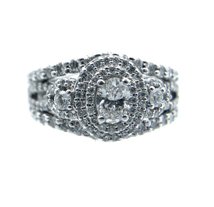 14K White Gold & 1.54ctw Diamond Halo Engagement Ring - Sz. 5.5