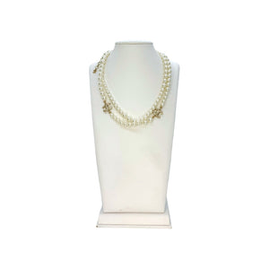 AUTH CHANEL CC LOGO CHAIN NECKLACE WITH IMITATION PEARLS GOLD METAL PEARL  WHITE 
