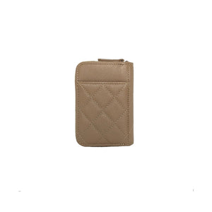 Chanel 2022 Caviar Quilted Zip Card Holder Beige