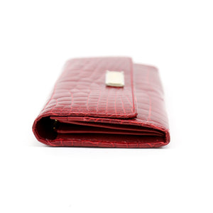 Bvlgari Red Alligator Leather Wallet