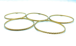 14K Yellow Gold Stamped Bangle Bracelets (5)