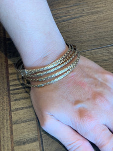 14K Yellow Gold Stamped Bangle Bracelets (5)