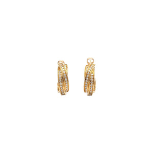 Cartier 18K Yellow Gold 1.23ctw Diamond Trinity Hoop Earrings