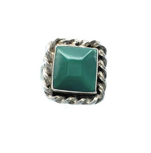 Vintage Old Pawn 1970's Sterling Silver & Aventurine Ring Sz. 7.5