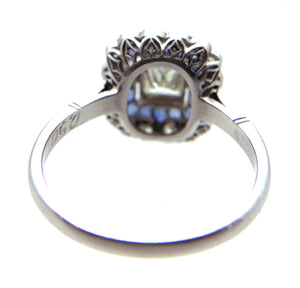 Platinum 0.62ct Princess Cut Diamond & Sapphire Engagement Ring - Sz. 6.5