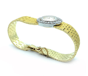 Vintage MOVADO 14K Yellow Gold & 1.00ctw Diamond Bezel Women's Watch