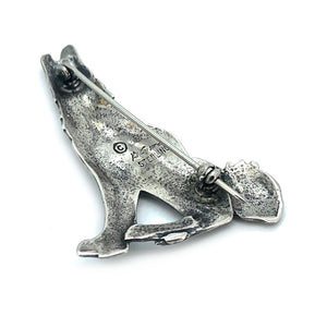 Vintage Old Pawn Kit Carson Sterling Silver 'Howling Wolf' Brooch