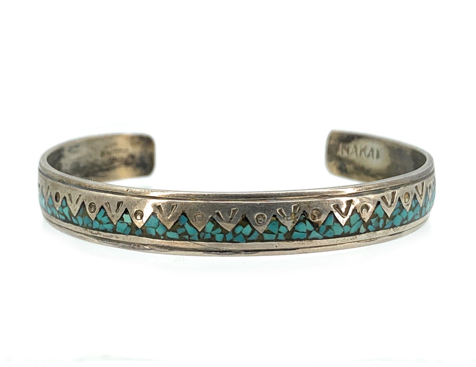 Vintage Old Pawn Zuni Sterling Silver Micro Inlay Turquoise Cuff Bracelet -  TheRelux.com